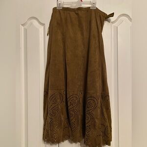 Coldwater Creek brown Faux Suede maxi skirt